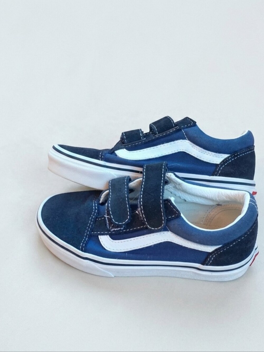 Vans Kids Navy Blue and White Velcro Sneakers
